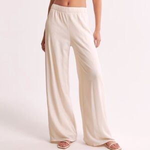 ABERCROMBIE & FITCH Crinkle Texture Pant Women XXL Long NEW High Rise Wide‎ Leg